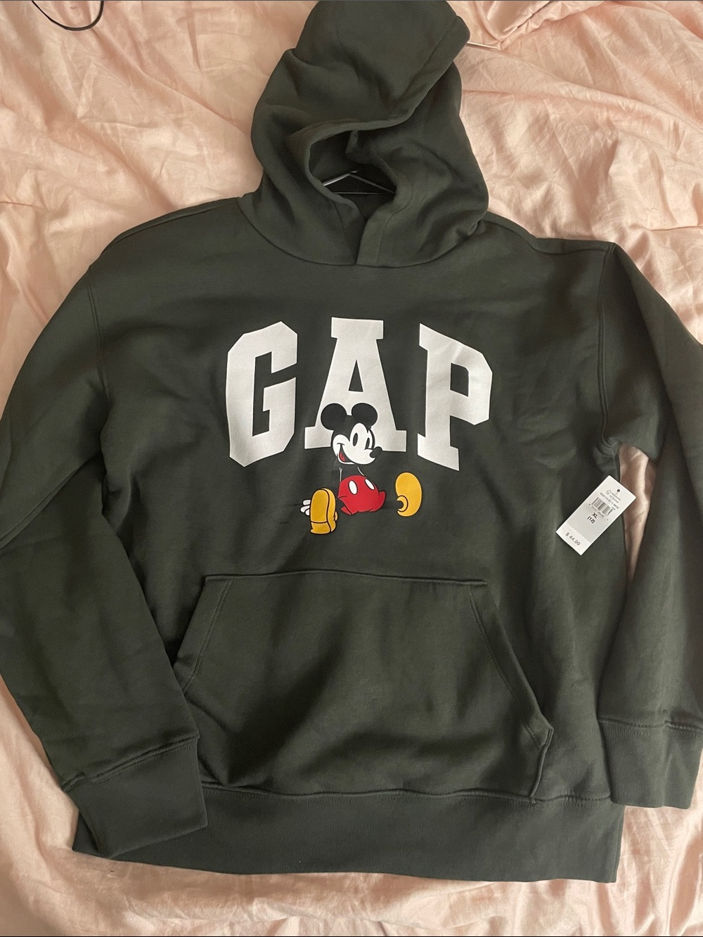 GAP Dark Green Crewneck Hoodie with Mickey Graphic